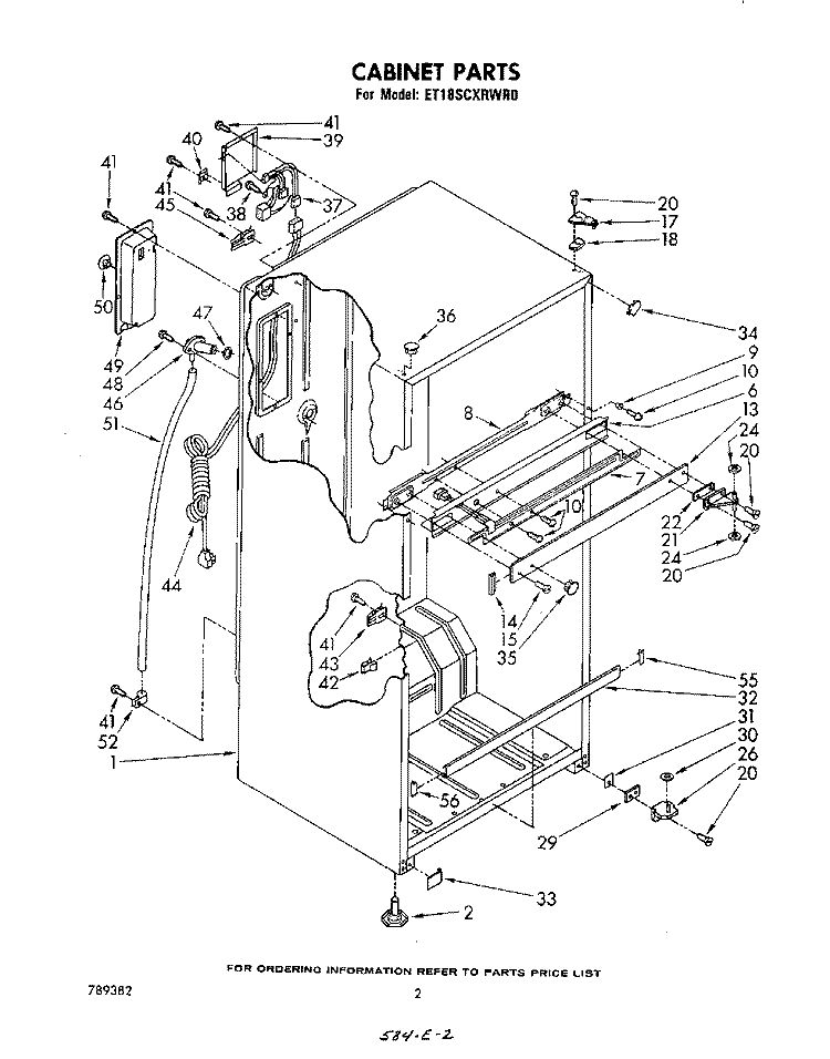 CABINET Diagram and Parts List for ET18SCXRWR0  Whirlpool Refrigerator