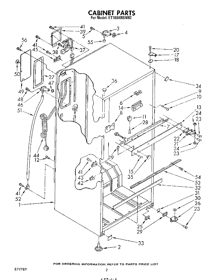 CABINET Diagram and Parts List for ET18SKRSW02  Whirlpool Refrigerator