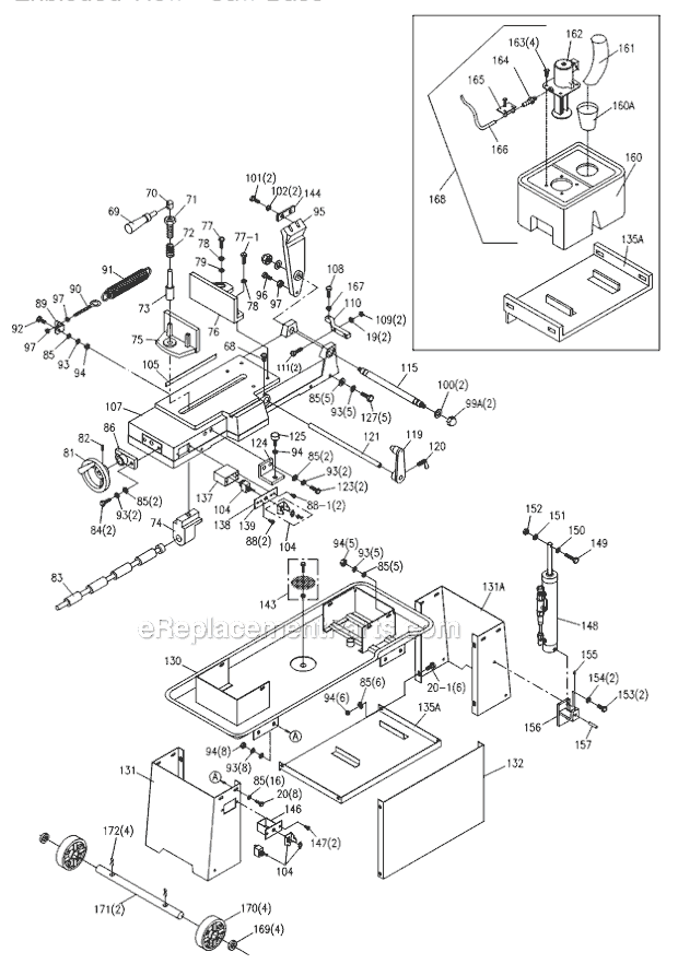 Page B Diagram and Parts List for  Wilton Band Saw