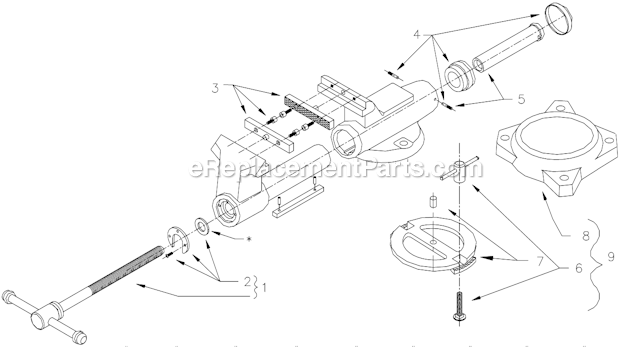 Page A Diagram and Parts List for Before 1998 Wilton Vise