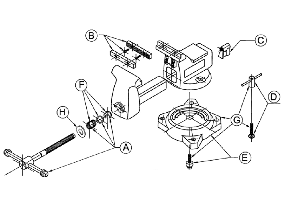 Fig-0 Diagram and Parts List for 11127 Wilton Vise