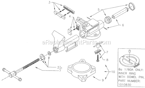 Page A Diagram and Parts List for After 1998 Wilton Vise