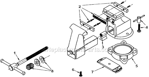 Part Location Diagram of 87005-21 Wilton Screw Handle Assembly (6-1/2