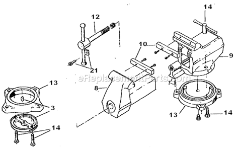 Page A Diagram and Parts List for 111221 Wilton Vise