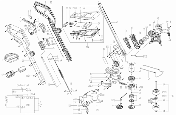 Worx Wg167 Diagram and Parts List for  Worx Edger