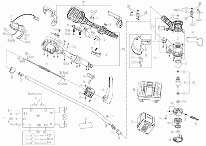 Worx Wg168 Diagram and Parts List for  Worx Edger